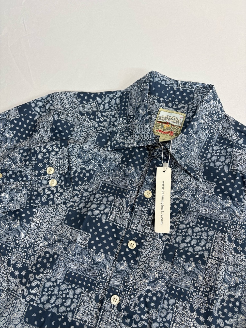 Rocking K Ranchwear Kennington Western Blue Bandana Long Sleeve Button Medium